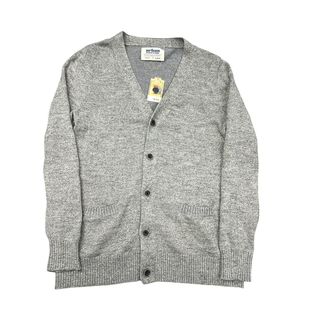 URBAN PIPELINE Men's Size XL Gray Cardigan Sweater Pockets Grandpa Hipster NWT‎